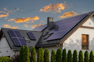 Solar panels on a Houston rental property roof