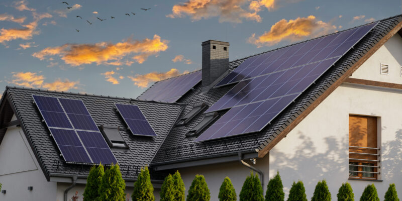 Solar panels on a Houston rental property roof